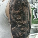 #tattoo #blackAndWhite #graywash #gorilla #realistic