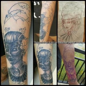 Tattoo Artist Solomon Daniel Sanchez cover up not done yet #blackandgrey #neotraditional #originaldesign #spiderlady #CoverUpTattoos #spiderweb #spidertattoo