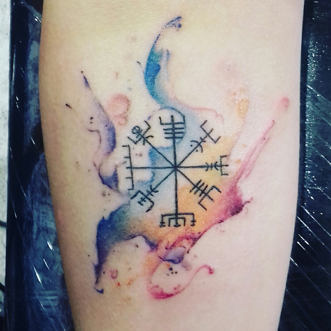 Tattoo Uploaded By Laura A My First Tattoo Vegvisir Watercolor 178787 Tattoodo