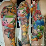 Nintendo sleeve in progress #tatuagem #tatuaje #tatouage #tetoviranje #tätowieren #Dövme #tatuering #tatoeëren #tatu #tattoo #tattoos #ink #inked #pokemon #zelda #mariobros #donkeykong #nintendo #pikachu #mario #luigi #yoshi #bowser #princesspeach #link
