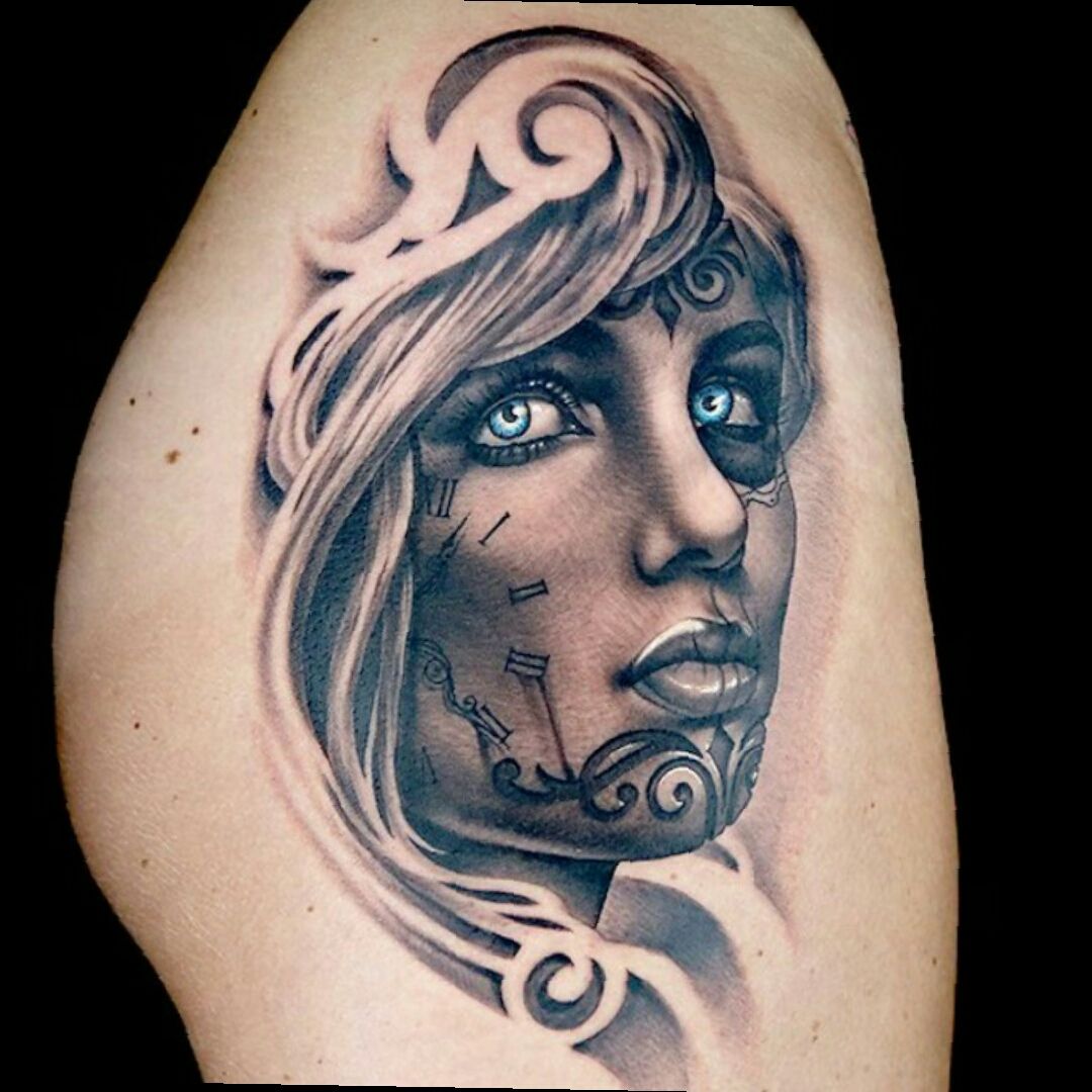 Woman portrait tattoo by Sergey Shanko  Post 29424