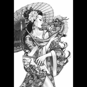 I have always loved oriental things including dragons because they are another one of my favorite mythical creatures and geishas because they too  have a mystery surrounding them #megandreamtattoo