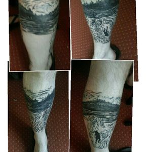 The progress on my leg after about 6 hours session time. Inspired by the the album artwork from Parkway Drive's Deep Blue album