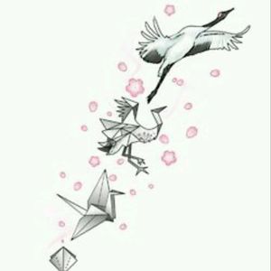 #crane Maybe watercolor splash, instead of the flowers