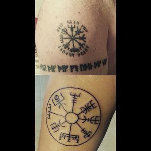 My Dad's tattoo and mine :)#vikingcompass #vikings #Runes #familytattoo