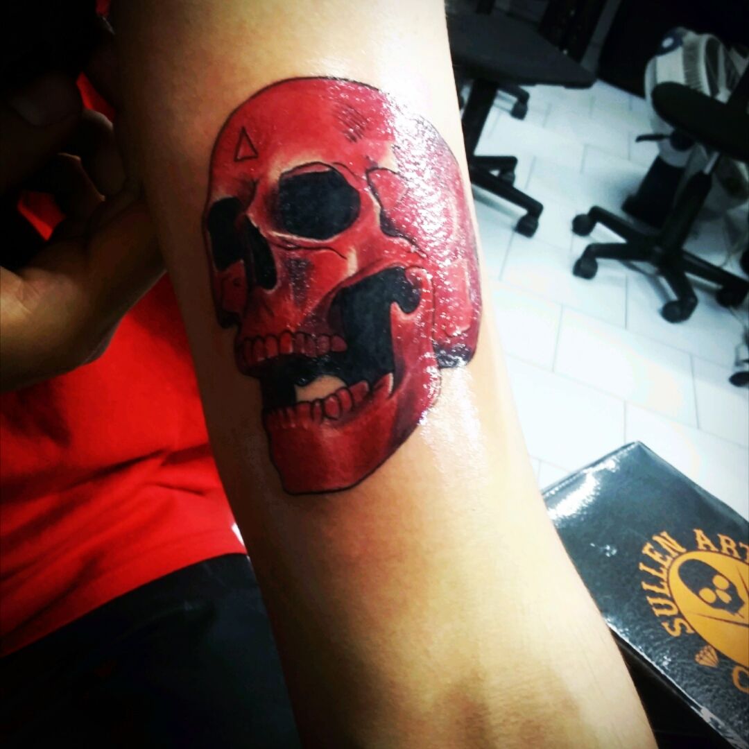 Red Skull Tattoo by AD Pancho TattooNOW