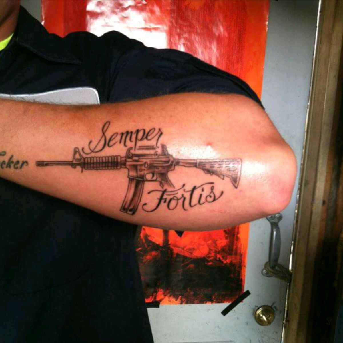 Tattoo uploaded by Nate Hoehn • Semper Fortis "Always Courageous