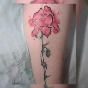 First watercolor tattoo I made! #tattoo #flower #flowertattoo #watercolor #watercolortattoo #watercolorflower #tattooflower #carlarazza #carlarazzatattoo