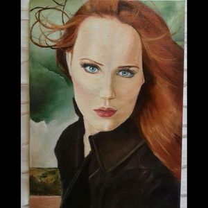 This is my first oil painting, it's finally done!😪I'm really felt in love with Simone Simons😅 #simonesimons #epica #metal #music #metalhead #realism #oil #painting #portait #myown #youngartist #likeforart #art #young #beauty #girl #done #finished #realistic #mine #loveit