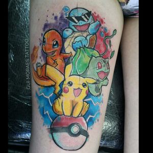 Pokemon done days ago. Design created by me :) #pokemon #Pikachu #charmander #bulbasaur #squirtle #sunglasses #pokeball #anime #watercolor #fullcolor