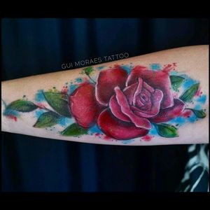 Tatuagem criada com base em freehand :) #freehand #rose #redrose #flower #watercolor #brazil #roses #fullcolor #nature