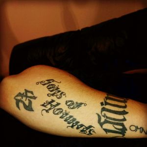 Some more on my arm, clan battle cry, part of an ambigram and the answer to the ultimate question