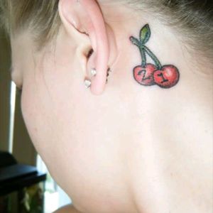 My love of cherries and my lucky number, the only other color tattoo I have.