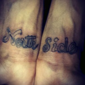 Left and right wrist, "North side"