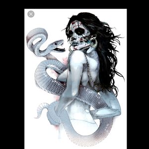 #megandreamtattoo #voodooqueen I'd love to get something like this with melted candles and flowers along the bottom to frame it out as a portrait on my side. <3