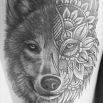 This is probably my best tattoo. This was done by Debbie Jones in the Swansea tattoo company. #realism #mandala #wolf