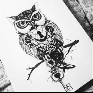 The 🔑 #owl #key #blacandgrey