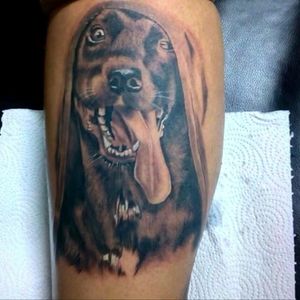 Dog tattoo black and grey #tattoo #tattoos #panamacity #Panama #panamatattoo #boddytattoo #bodyart #tattooart