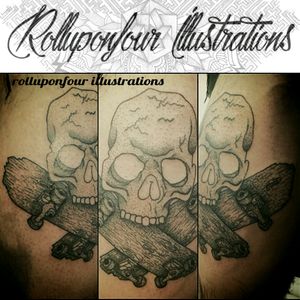 Tattoo I did a wile back #linework #peg #simple #illustration #art #blackandwhite #custom #customdesign #apprenticetattooist  #apprenticetattoo  #apprentice #armtattoo #skulltattoo #skulldesign #skateboard #skullandbones #detail #detailed