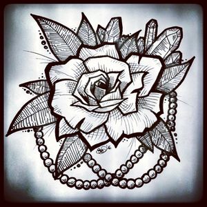 #draw #drawing #rose #tattoo #linework #oldschool #newschool #pearl #pearls #chain #leaves #blackandwhite #chrystals #chrystal #neotraditional #outlines #outlinesketch #sketch #sketchbook #missthinwood #2016 #flower #nature  start sketching after 5 years . It's not on my body 😋