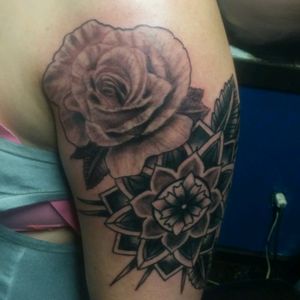 A rose and mandala i did on arm
