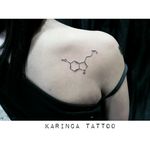 Serotonin instagram.com/karincatattoo #serotonin #biology #backtattoo #smalltattoo #minimaltattoo #womantattoo