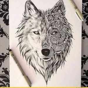 Would love to get this tattoo with a bit of a twist with the right side of the face as my dad passed and he had a love of wolf's #meagandreamtattoo