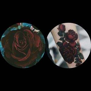 Wish my faded tattoos were covered with some dark roses like these #megandreamtattoo #futureplans #roses #obsessed #lovethatcolor