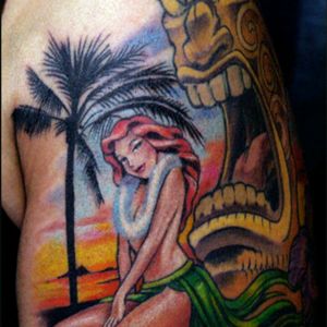 #megandreamtattoo have a tiki on left ankle, would love to incorporate a Hawaiian pinup palm tree around it and spruce it up!!