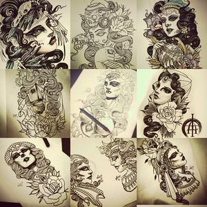 Various designs drawn up ready to be tattooed on you! #tattoo_artist #flashdesign #neotradgallery #ntgallery #tattoo_artwork #liverpooltattoo #fusionink #staffpick #neotraditional #neotatmachines #eikondevice #eikon #L3InkTattoo