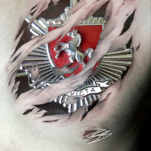 #megandreamtattoo Would like something similar to this with ripped skin and my fire department badge underneath badge a little more raw/aged.