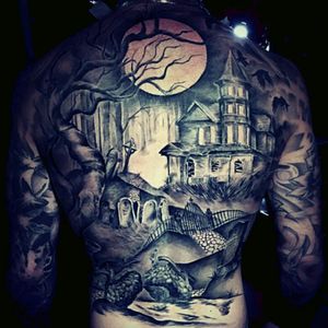 #megandreamtattoo Id love a haunted house back piece ❤