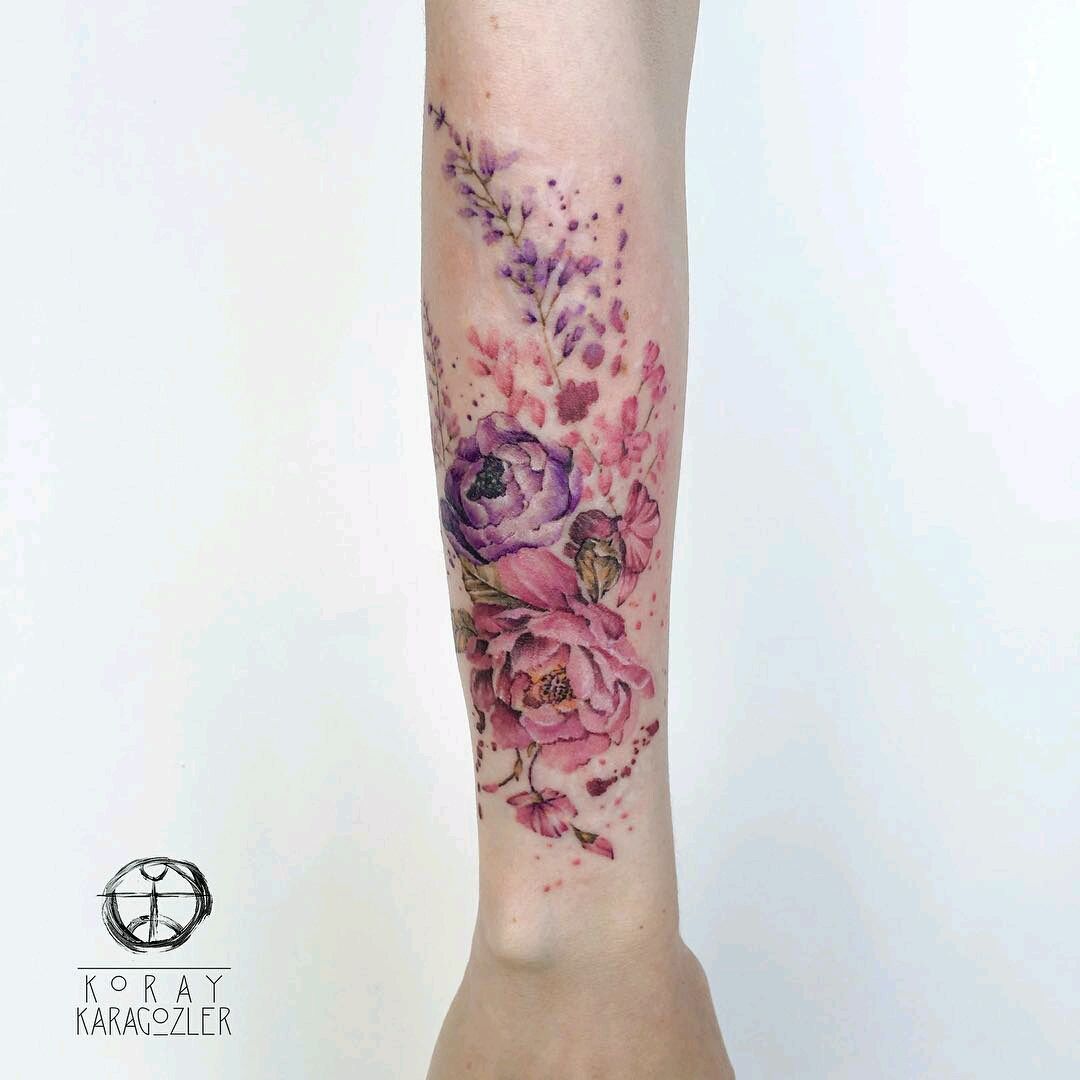 Quichic 180 Designs Big and Lasting Temporary Tattoo Watercolor Flowers  Roses Peony Multiple Color Mixing Arm Neck Face Temporary Tattoos for Women