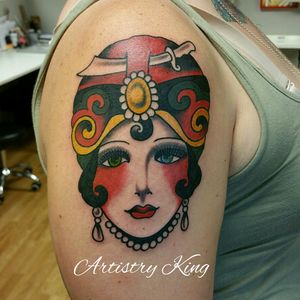 Gypsy girl#gypsy #gypsygirl #gypsygirltattoo #colortattoo #traditional #traditionaltattoo