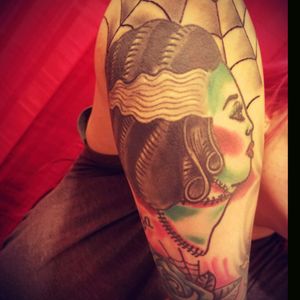 My bride of Frankenstein with web going up my elbow