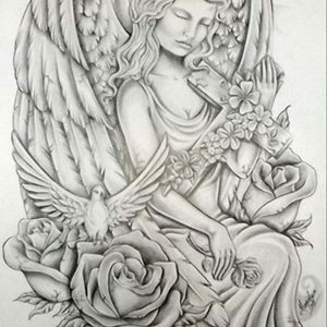 Something like this, but praying, to finish my back in memory of my best friends sister. #megandreamtatto