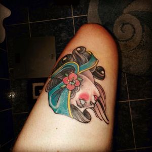 My new tattoo on my leg, by Niko Mook of Dermal Mayhem from the Nantes city in France !