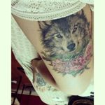 Wolf thigh tattoo