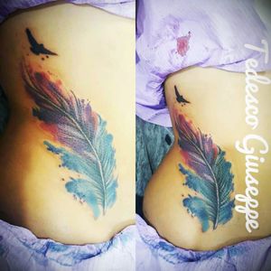 #feather #watercolor #FlyFree #lovely #blue #pink #purple #good