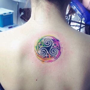 By #AdrianBascur #watercolor #swirl #triad #watercolortattoo