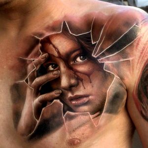 #dreamtattoo #tattoo #color #colorful #broken #brokenglas #portait #colorportrait #details #blackandgrey #realistic #realism #original #brasil #chest #3D #3Dart #3Deffect #great #ideal #new #creative #tattoodo #inked #art #tattoed