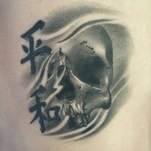 #blackandgrey #skull #kanji #heiwa #peace #sergioetakstattoo