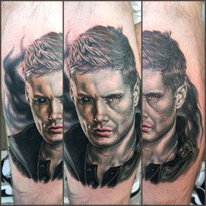 #Supernatural #supernaturaltattoo #Dean #tattoo #portait #blackandgrey