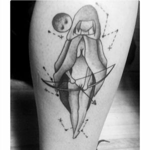my first (designed by me). This is Artemis, Greek Goddess of the moon and the hunt and purity#firstattoo #GreekGoddess #Artemis