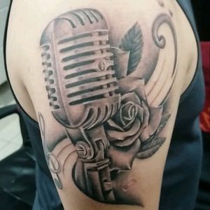 #tattooroses #microphone #blackandgrey #goatattoo