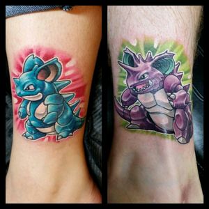 My husband and I got these tattoos ( By Robert Vendemmia @ Tattoo Alchemy, Frederick, MD) a couple of years ago. #Nidoqueen #Nidoking #pokemontattoos #pokemon #Frederickmdtattoos #tattedinfrederick #tattooalchemyfrederickmd #robertvendemmia