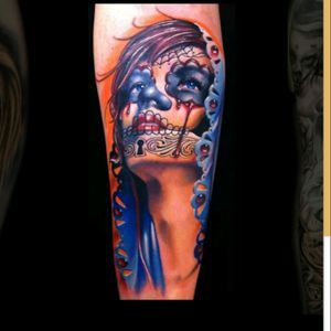 #megandreamtattoo i think this is by far my favourite  dia de muertos tatt a subtle himt of vibrant colours would love a piece like this  #forthosewehavelost #celebratetheirlife #1 #RIP
