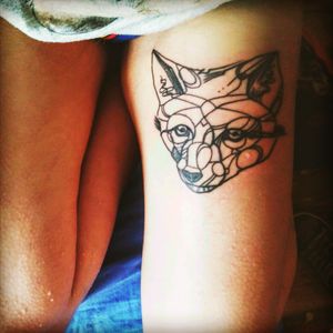 my last tattoo by tattooist Pavel Celkoski #foxhead #fox #tattooedlife #sofiatattooink #geometrictattoo #guardian