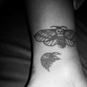 Raven and death moth near my right ankle