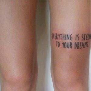 April 9th, 2016 | "Everything is second to your dreams."Tattoo done by Azumba at Banzai Tattoo - Tijuca, Rio de Janeiro.✩ #black #brasil #letterfonts #lyrics #song ✩